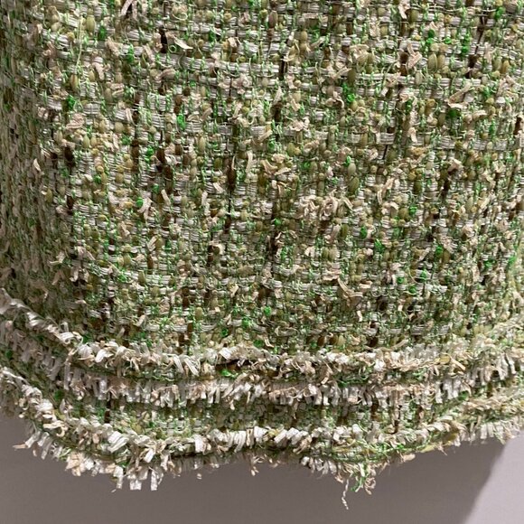 Worth Green Y2K Tweed Preppy Quiet Luxury Boho Green Mini Pencil Lined Skirt 8 - Picture 3 of 10